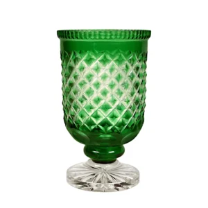 Emerald Diamond Cut Crystal Goblet Vase