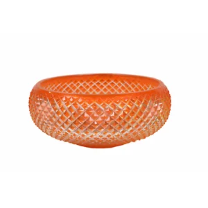 Amber Diamond Cut Crystal Serving Bowl
