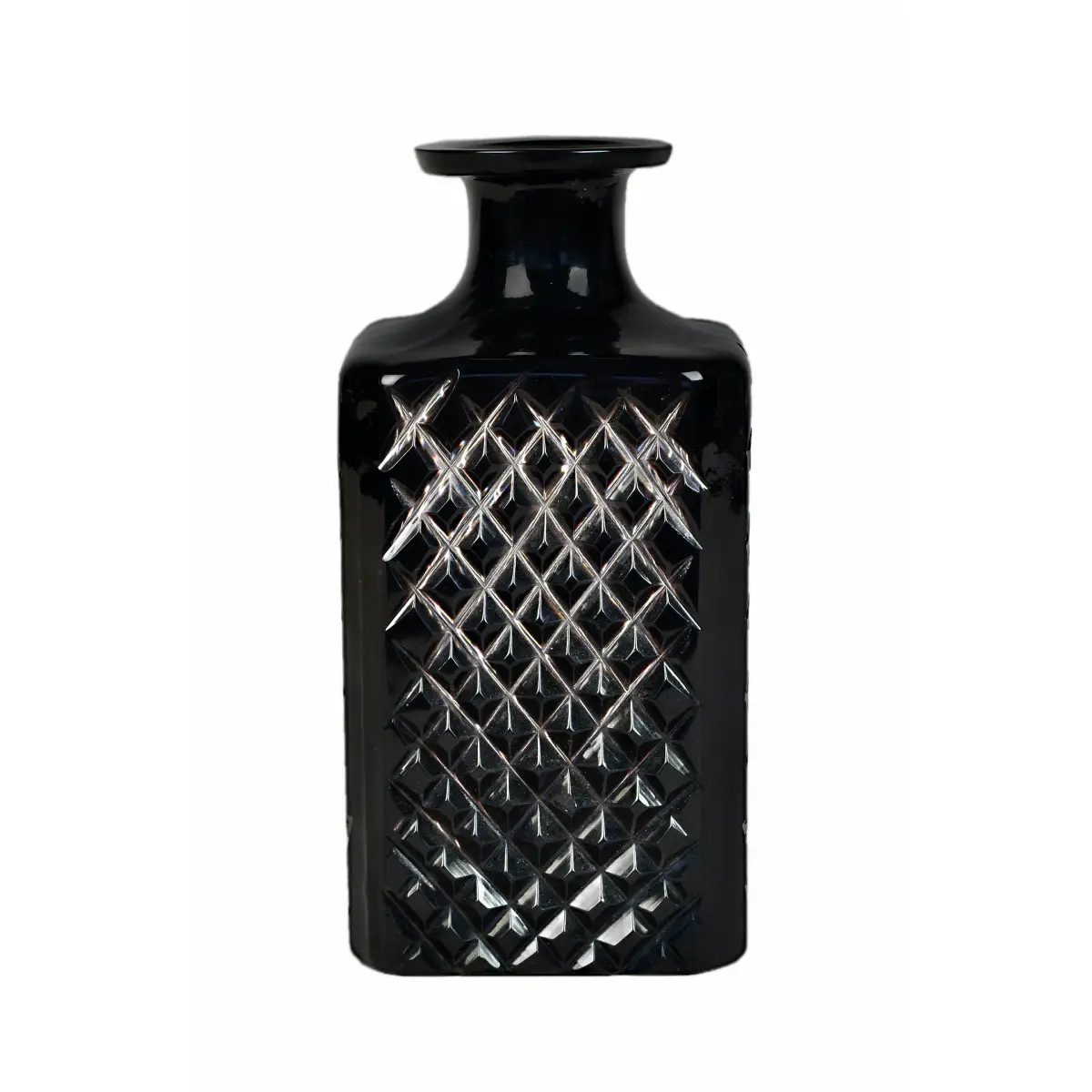 Midnight Cut Crystal Decorative Bottle Vase