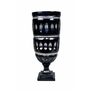 Onyx Oval Cut Crystal Pedestal Vase