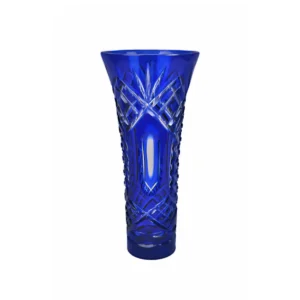 Royal Blue Star Cut Crystal Vase