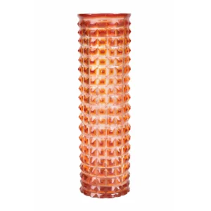 Amber Diamond Cut Cylinder Vase