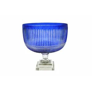 Royal Blue Crystal Pedestal Bowl