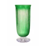 Premium Green Crystal Cut Glass Vase with Pedestal Base