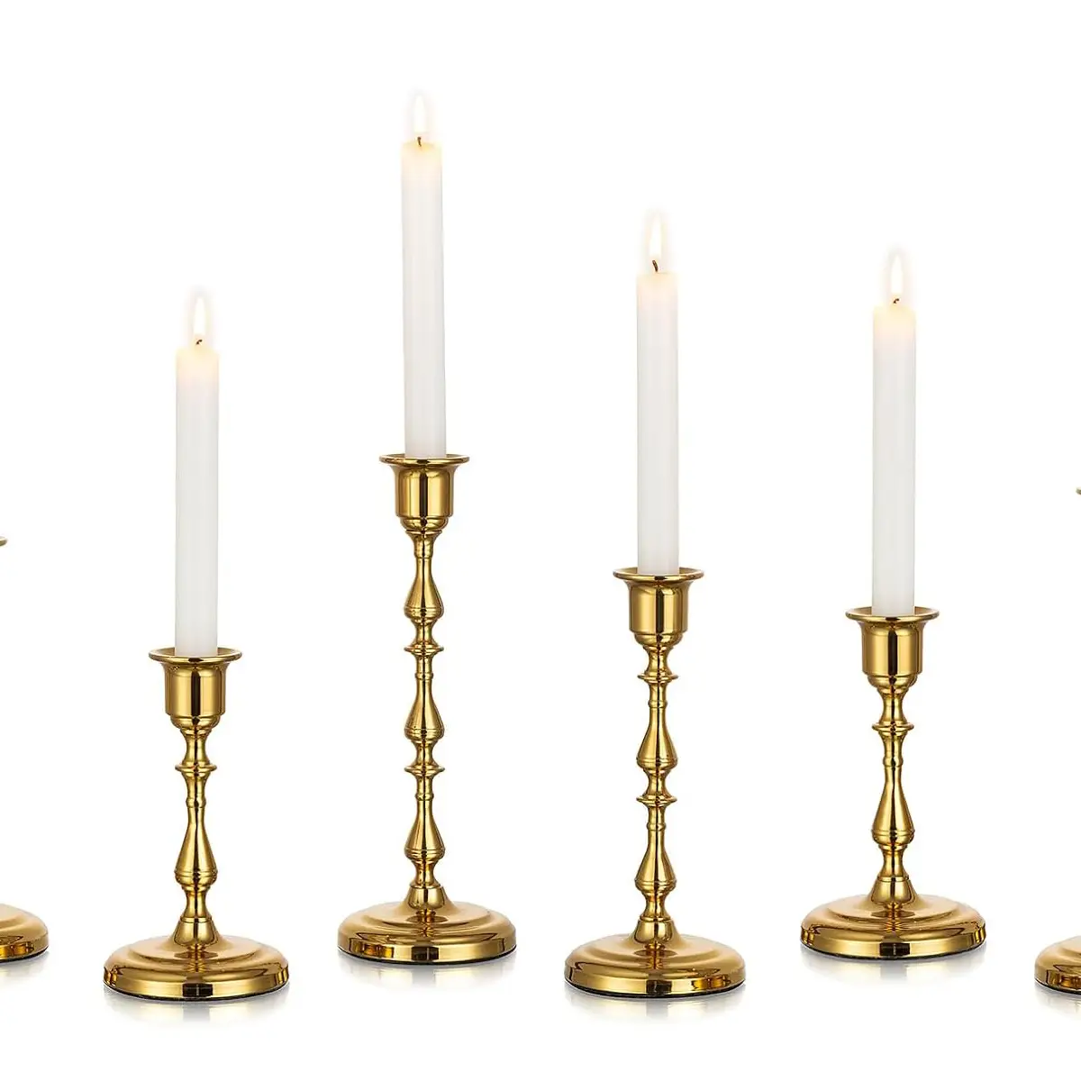Candles Stiks1 Royal Gold Metal Candle Holder Set (4 Pieces) - Image 1