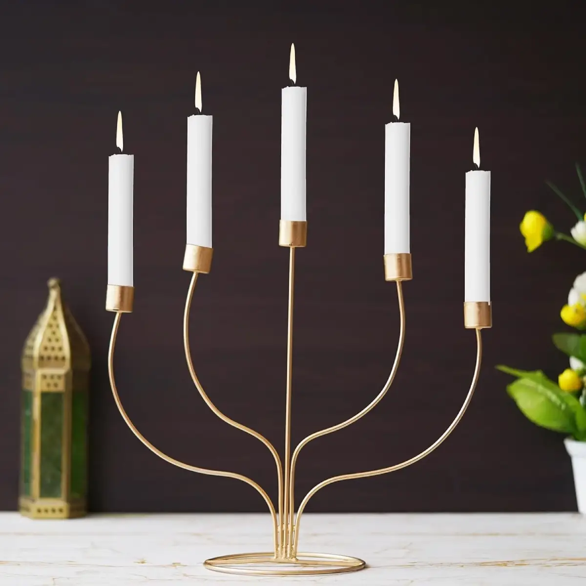 Candles Stiks2 Modern Gold 5-Arm Candelabra Candle Holder - Image 1