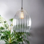Modern Ribbed Glass Hanging Pendant Light