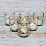 Clear Glass Tealight Candle Holder Set (6 Pieces)