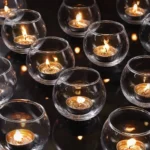 Round Crystal Glass Tealight Candle Holder Set (Decorative Bowl Style)